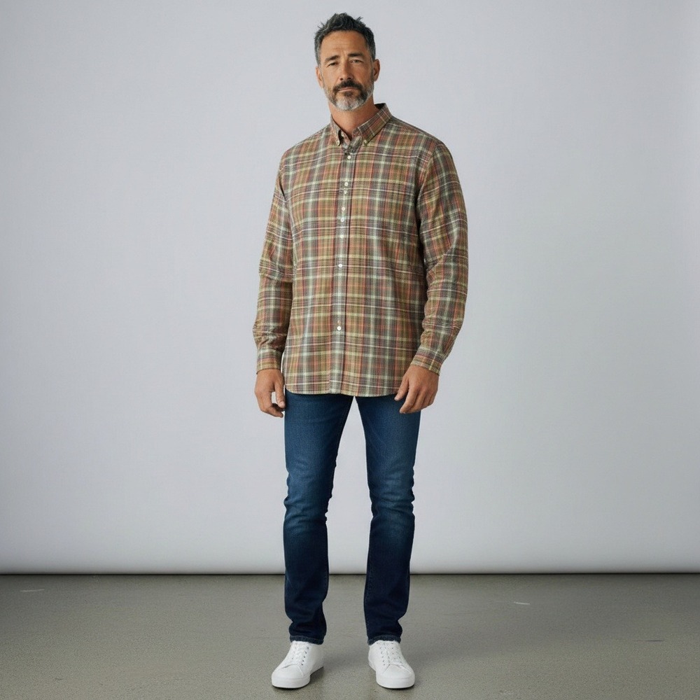 Jos. A. Bank Button Down Shirt XXL Multicolor Plaid Traveler's Collection Cotton